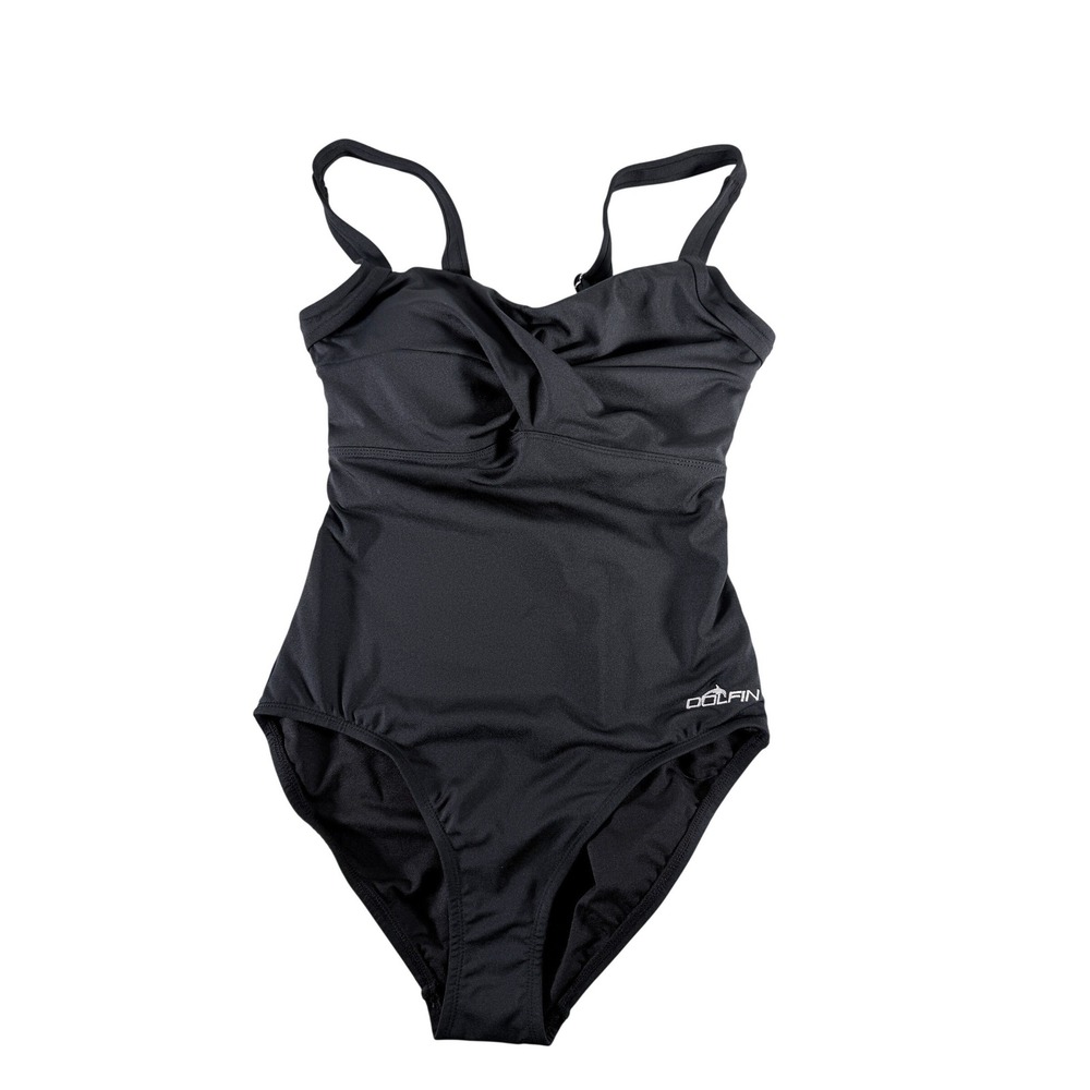 Dolfin AquaShape Womens 10 One Piece Swimsuit Black Aquatic Fitness 363DF NEW
